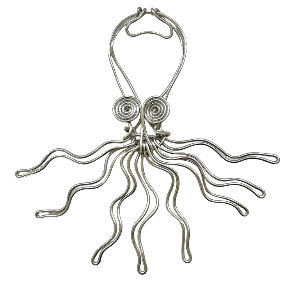 Octopus Aluminum Wire Sculpture Wall Hanging Devin Mack Drawn Metal Studios Art